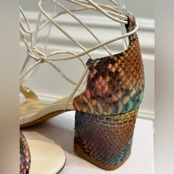 Stunning Real Multicolour And White Python & Leather Sandals By Alexandre Birman - Picture 4 of 9